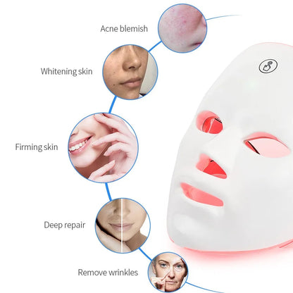 LuxLED GLOW™ Rechargeable 7-Color LED Photon Beauty Mask – Skin Rejuvenation, Face Lifting, and Whitening