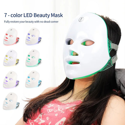 LuxLED GLOW™ Rechargeable 7-Color LED Photon Beauty Mask – Skin Rejuvenation, Face Lifting, and Whitening