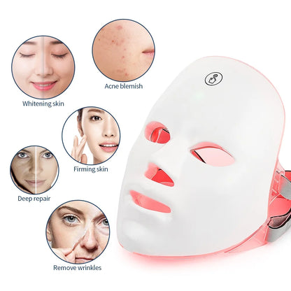 LuxLED GLOW™ Rechargeable 7-Color LED Photon Beauty Mask – Skin Rejuvenation, Face Lifting, and Whitening