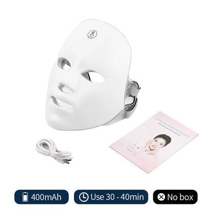 LuxLED GLOW™ Rechargeable 7-Color LED Photon Beauty Mask – Skin Rejuvenation, Face Lifting, and Whitening