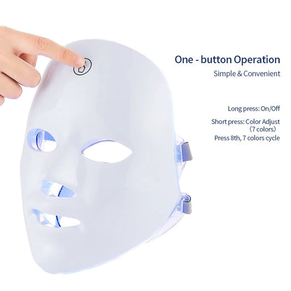 LuxLED GLOW™ Rechargeable 7-Color LED Photon Beauty Mask – Skin Rejuvenation, Face Lifting, and Whitening