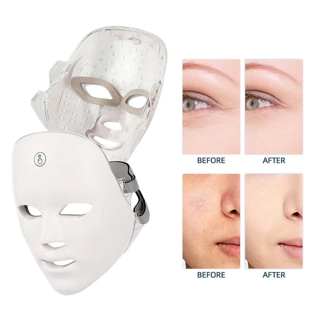 LuxLED GLOW™ Rechargeable 7-Color LED Photon Beauty Mask – Skin Rejuvenation, Face Lifting, and Whitening